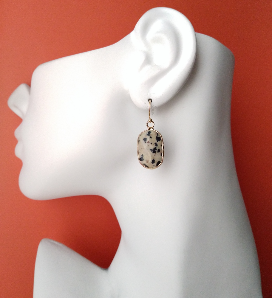 Speckled Agate Single Drop Hook Earrings