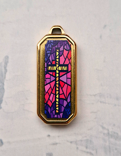 Stained Glass Cross Bar Pendant