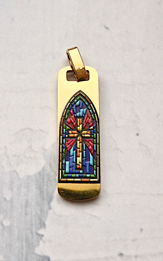 Stained Glass Cross Bar Pendant