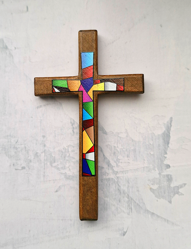 Stained Glass Wooden Cross