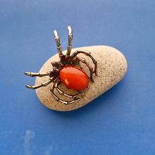 Steel Spider Gemstone Brooch Pin