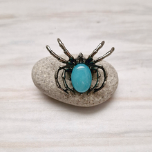 Steel Spider Gemstone Brooch Pin