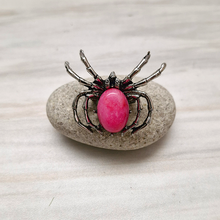 Steel Spider Gemstone Brooch Pin