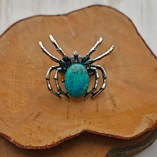 Steel Spider Gemstone Brooch Pin