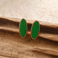 Stingray Leather Oval Gold Studs