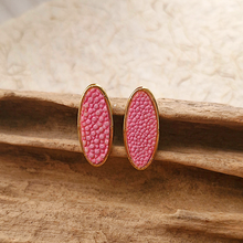 Stingray Leather Oval Gold Studs