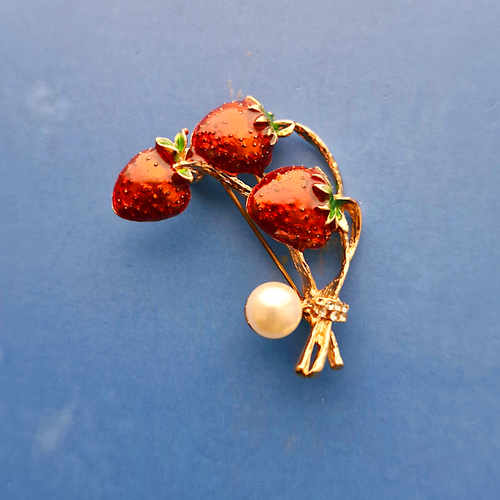 Strawberry and Pearl Brooch Pin