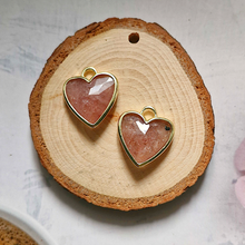 Strawberry Quartz Heart Rim Set Dangles