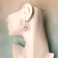 Teardrop Amethyst Glass Single Drop Hook Earrings