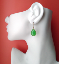 Apple Green Chalcedony Single Drop Hook Earrings