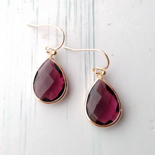 Dark Purple Glass Single Drop Hook Earrings