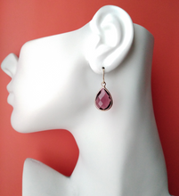 Dark Purple Glass Single Drop Hook Earrings