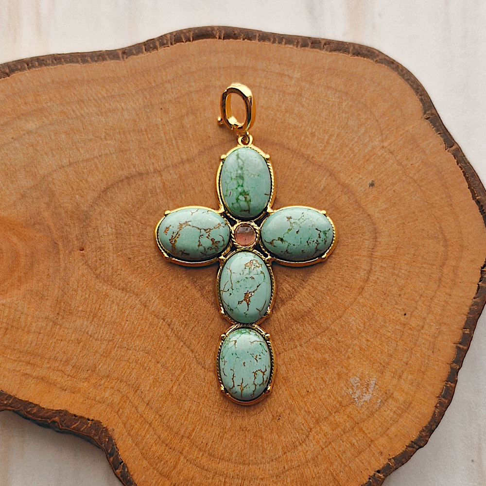Turquoise Cross Necklace Pendant