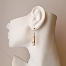 White Pearl Cone Single Drop Earrings