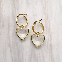 White Quartz Heart Rim Set Dangles