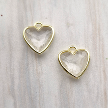 White Quartz Heart Rim Set Dangles