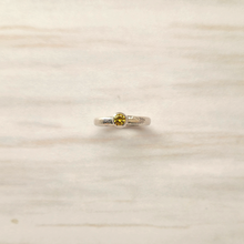 Yellow Sapphire Hammered Minette Ring Silver