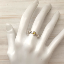 Yellow Sapphire Hammered Minette Ring Silver