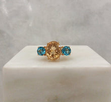 Oval Citrine with Blue Topaz Cocktail Ring