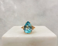 Teardrop Blue Topaz with Citrine Cocktail Ring