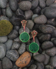 Carved flower Wine Quartz & Green Agate detachable Studs with Pink Sapphire, Rhodolite Garnets & carved tree Jade Dangle Twinset Earrings