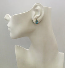 Blue Topaz Marquis Stud with Peridot & White Quartz Drop Twinset Earrings