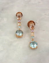 Oval White Topaz Studs with Amethyst, Citrine & Round Blue Topaz detachable dangle Twinset Earrings