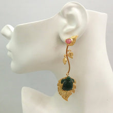 Cherry Quartz Stud with Carved Turtle Green Jade Twinset Earrings