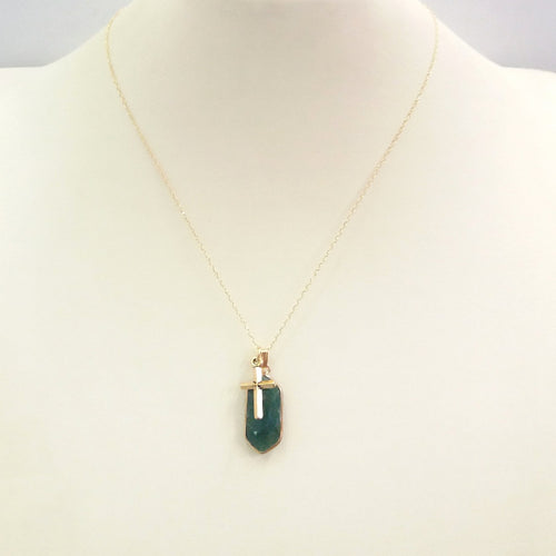 Emerald Hexagon with Cross Single Pendant