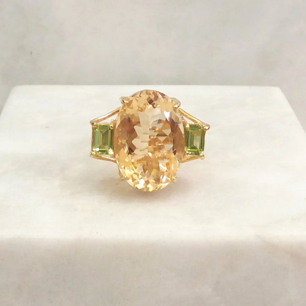 Citrine with Peridot Cocktail Ring