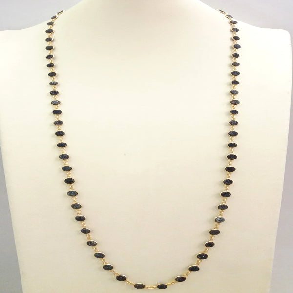 Black Agate Druzy Geode Jeweled Necklace