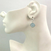 Blue Lace Agate Single Drop Hoop Earrings (stud closure)