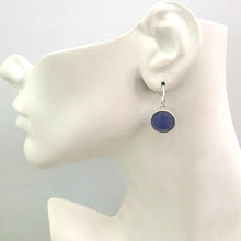 Blue Sapphire Single Drop Hoop Earrings (Stud Closure)