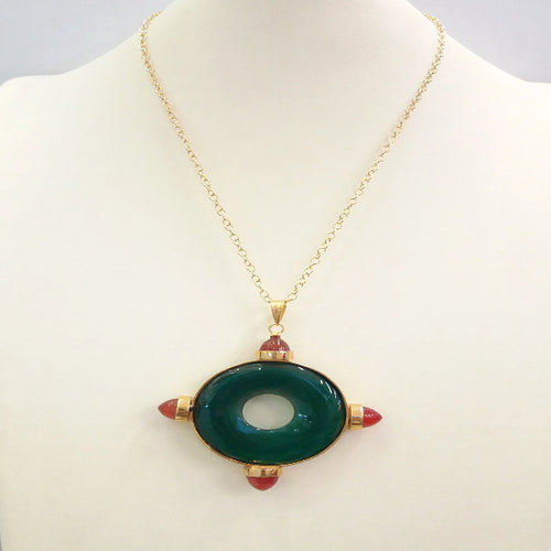 Green Agate and Carnelian Terra Firma Pendant