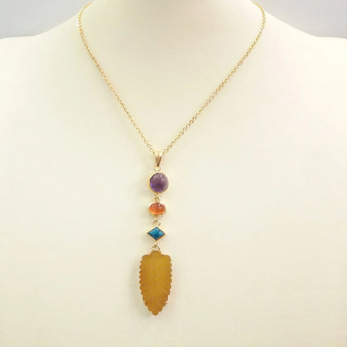 Amethyst with Carnelian, Apatite and Yellow Quartz Terra Firma Pendant