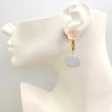 Rose Quartz Stud with Peridot, Citrine and Blue Lace Agate Detachable Twinset Earrings