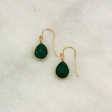 Green Agate Single Drop Hook Earrings