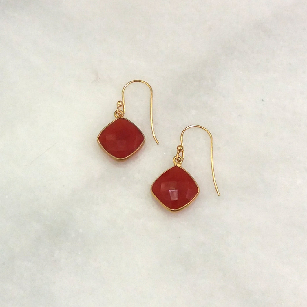 Red Carnelian Single Drop Hook Earrings