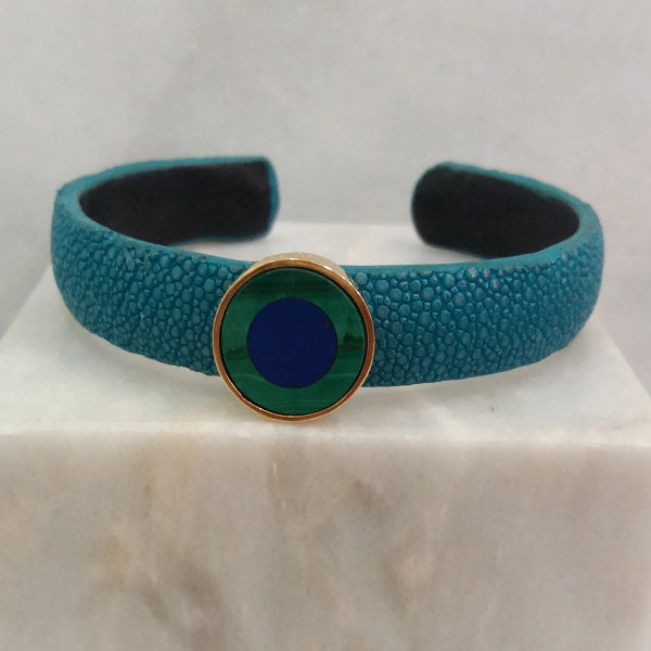Stingray Cuffs with Gemstones Inlay Accents (10mm width)