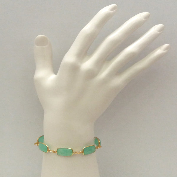 Mint Green Chalcedony Jeweled Chain Bracelet