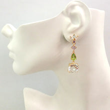 White Topaz with Blue Topaz with Amethyst Stud with Amethyst, Peridot and Clear Quartz Detachable Twinset Earrings