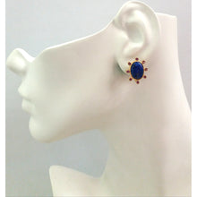 Lapiz Lazuli and Rhodolite Garnet Stud with Green Agate and Tigers Eye Detachable Twinset Earrings