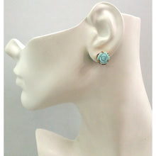 Carved Flower Aquamarine Stud with Green Agate & Long Drop Turqouise Detachable Twinset Earrings