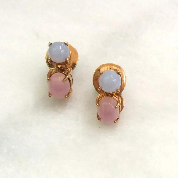 Blue Lace Agate and Kunzite Separate Earrings