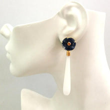 Citrine on a Carved Sodalite Stud and White Agate Detchable Twinset Earrings