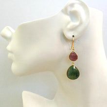 Ruby & Emerald Double Drop Earrings