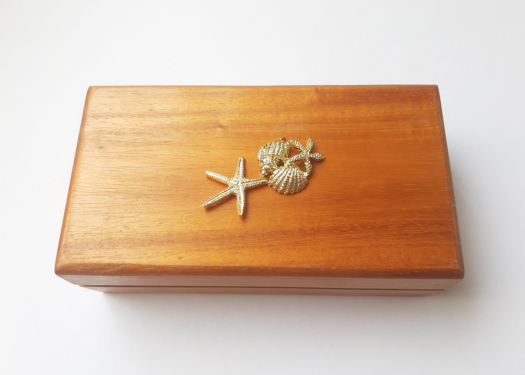 Starfish & Shell Mahogany Box