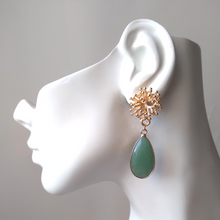 Branch Coral Studs with Detachable Green Jade Dangles