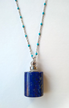 Lapis Lazuli Essential Oil Square Bottle Pendant