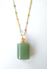 Green Jade Square Essential Oil Bottle Pendant